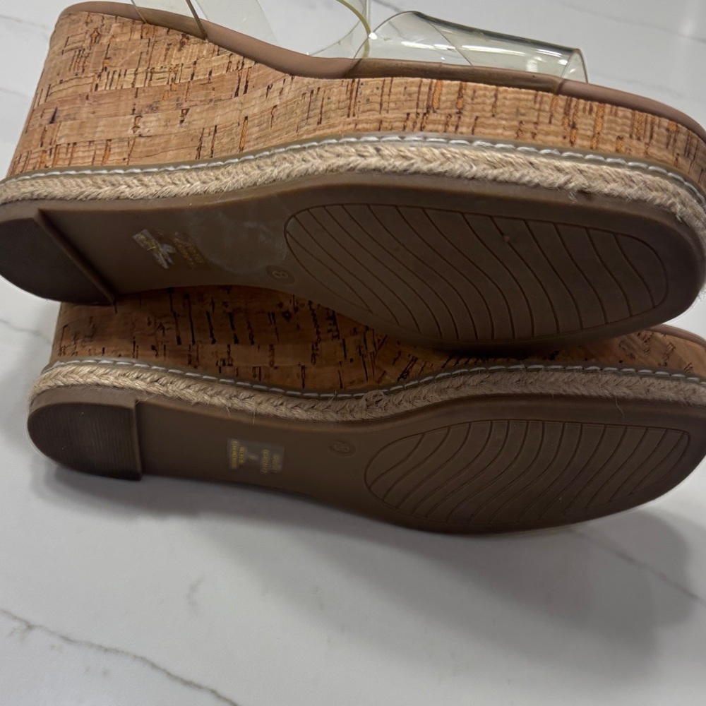 Xappeal Nude Cork Wedge Sandals with Clear Straps - Picture 14 of 15
